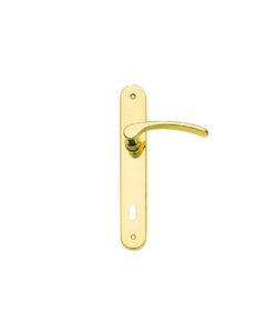 GUARNITURA CON PLACCA SERIE EVA - 90 MM. - FORO CHIAVE - OTTONE LUCIDO