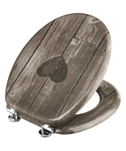 SEDILE COPRI WATER DECORO CUORE, MDF, MARRONE