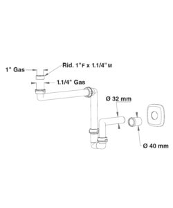 SIFONE "LIRA" PER LAVABO 1 1/4" IN PLASTICA, PER BAGNO