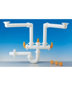 SIFONE SALVASPAZIO "LIRA" A "S" 2 VASCHE 1 1/2" X 40 MM., PER CUCINA