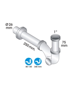 SIFONE A "S" 1" IN OTTONE CROMATO, PER BAGNO