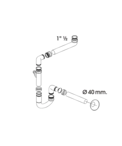 SIFONE SALVASPAZIO A “S” 1 VASCA 1 1/2" X 40 MM., PER CUCINA