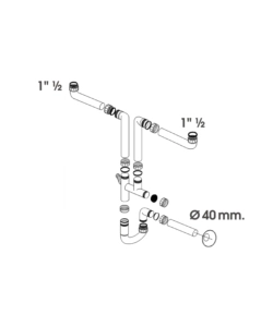 SIFONE SALVASPAZIO A “S” 2 VASCHE 1 1/2" X 40 MM., PER CUCINA