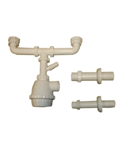 SIFONE A BOTTIGLIA A 2 VIE 1 1/4" E 1 1/2" X 32 - 40 MM., PER CUCINA