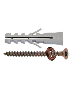 TASSELLI NYLON Ø 6 X 30 MM. + VITI E RONDELLA BRONZATE 120 PZ.