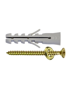 TASSELLI NYLON Ø 6 X 30 MM. + VITI E RONDELLA OTTONATE 120 PZ.