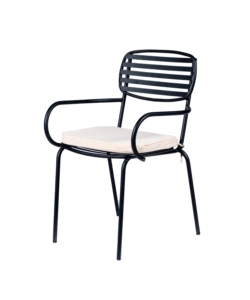 SEDIA DA ESTERNO EUROGARDEN CON BRACCIOLI "TRIESTE" IN METALLO CON CUSCINO BEIGE 55X45X86 CM