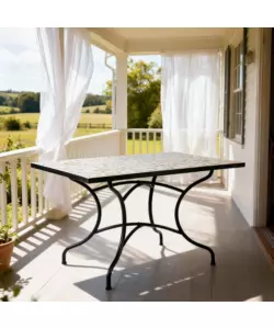 TAVOLO DA ESTERNO EUROGARDEN "MEDITERRANEA" IN FERRO CON TOP PIASTRELLE 120X80X75 CM
