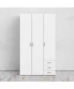 ARMADIO "SPACE" CON 3 ANTE E 3 CASSETTI BIANCO, 115,8X49,5X200,4 CM