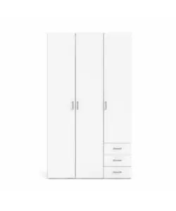 ARMADIO "SPACE" CON 3 ANTE E 3 CASSETTI BIANCO, 115,8X49,5X200,4 CM