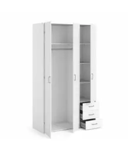 ARMADIO "SPACE" CON 3 ANTE E 3 CASSETTI BIANCO, 115,8X49,5X200,4 CM