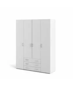 ARMADIO "SPACE" CON 4 ANTE E 3 CASSETTI BIANCO, 154X49,5X200,4 CM