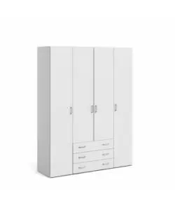 ARMADIO "SPACE" CON 4 ANTE E 3 CASSETTI BIANCO, 154X49,5X200,4 CM