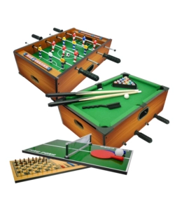 6 GIOCHI PER BAMBINI IN UNO: CALCETTO, BILIARDO, PING PONG E 3 GIOCHI DA TAVOLA 51X31X15 CM