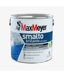 SMALTO ALL'ACQUA ACRIL-POLIURETANICO MAX MEYER "BRILLANTE" COLORE BIANCO, 2 LITRI
