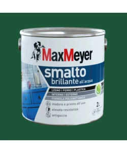 SMALTO ALL'ACQUA ACRIL-POLIURETANICO MAX MEYER "BRILLANTE" COLORE VERDE SCURO, 2 LITRI