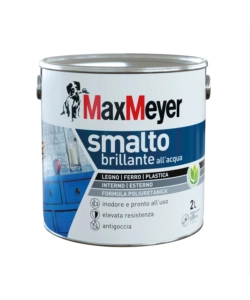 SMALTO ALL'ACQUA ACRIL-POLIURETANICO MAX MEYER "BRILLANTE" COLORE NERO, 2 LITRI