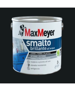 SMALTO ALL'ACQUA ACRIL-POLIURETANICO MAX MEYER "BRILLANTE" COLORE NERO, 2 LITRI
