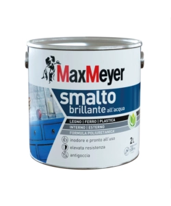 SMALTO ALL'ACQUA ACRIL-POLIURETANICO MAX MEYER "BRILLANTE" COLORE MARRONE, 2 LITRI