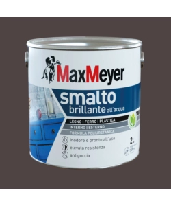 SMALTO ALL'ACQUA ACRIL-POLIURETANICO MAX MEYER "BRILLANTE" COLORE MARRONE, 2 LITRI