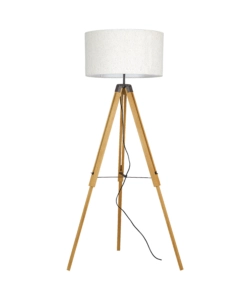 PIANTANA "STUDIOS" IN LEGNO NATURALE E TESSUTO BIANCO, H151 CM