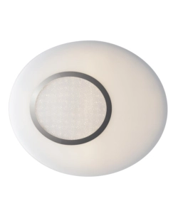 PLAFONIERA LED "GIOIA" IN VETRO E METALLO CROMATO, 45X39,2X6 CM