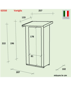 CASETTA IN LEGNO ADDOSSATA DA GIARDINO ALCE "VANIGLIA" IN ABETE 207X102X222 CM