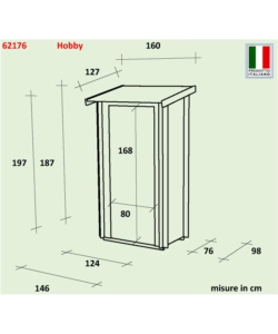 CASETTA IN LEGNO DA GIARDINO ALCE "HOBBY" IN ABETE 146X98X197 CM