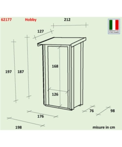 CASETTA IN LEGNO DA GIARDINO ALCE "HOBBY" IN ABETE 198X98X197 CM