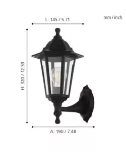 APPLIQUE DA ESTERNO EGLO "DUANERA" NERO 28W