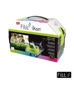 TUBO DA GIARDINO ESTENSIBILE FITT IKON LIME IN TPE E NYLON CON PISTOLA MULTIGETTO, 15 METRI