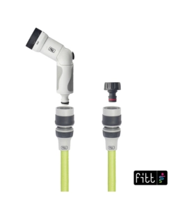 TUBO DA GIARDINO ESTENSIBILE FITT IKON LIME IN TPE E NYLON CON PISTOLA MULTIGETTO, 15 METRI