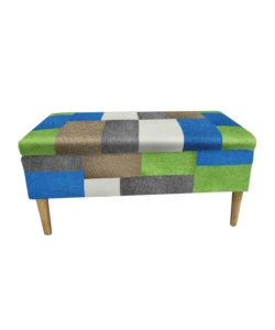 PANCA CONTENITORE BELLAHOME "PATCH" IN TESSUTO MULTICOLORE, 40X40X80 CM