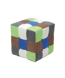 POUF BELLAHOME "PATCH" IN TESSUTO MULTICOLORE, 35X35X35 CM