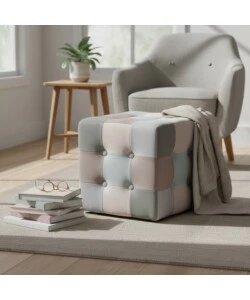 POUF BELLAHOME "PATCH" IN TESSUTO MULTICOLORE 35X35X35 CM