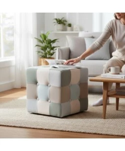 POUF BELLAHOME "PATCH" IN TESSUTO MULTICOLORE 35X35X35 CM