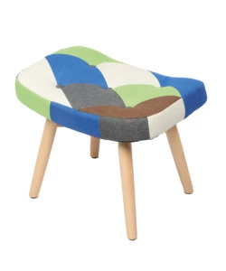 SGABELLO BELLAHOME "PATCH" IN TESSUTO MULTICOLORE, 56X41X37 CM