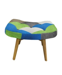 SGABELLO BELLAHOME "PATCH" IN TESSUTO MULTICOLORE, 56X41X37 CM