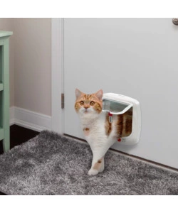 PORTINA PER GATTI FERPLAST "MICROCHIP" CON CHIUSURA 4 VIE E PROTEZIONE ARIA IN PLASTICA BIANCO 22,5X16,2X25,2 CM