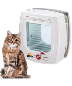 PORTINA PER GATTI FERPLAST "MICROCHIP" CON CHIUSURA 4 VIE E PROTEZIONE ARIA IN PLASTICA BIANCO 22,5X16,2X25,2 CM