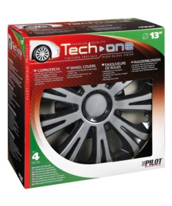 COPRICERCHI PER AUTO "AVERA" SILVER & BLACK - Ø 13" PILOT 31615