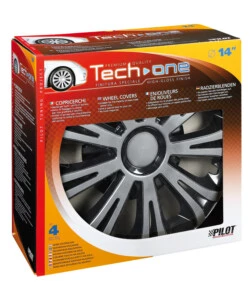COPRICERCHI PER AUTO "AVERA" SILVER & BLACK - Ø 14" PILOT  31616