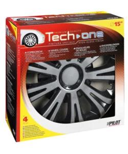 COPRICERCHI PER AUTO "AVERA" SILVER & BLACK - Ø 15" PILOT 31617