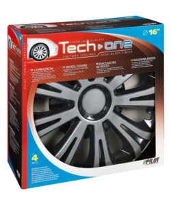 COPRICERCHI PER AUTO "AVERA" SILVER & BLACK - Ø 16" PILOT  31618