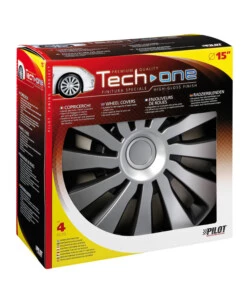 COPRICERCHI PER AUTO "SEPANG" SILVER & BLACK - Ø 15" PILOT  31657