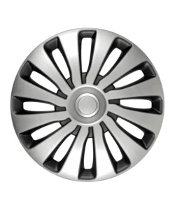 COPRICERCHI PER AUTO "SEPANG" SILVER & BLACK - Ø 16" PILOT  31658