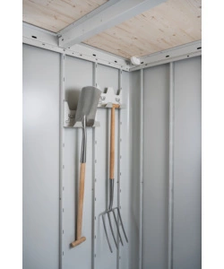 BIOHORT 2 PEZZI GANCI PORTA ATTREZZI PER CASETTA DA GIARDINO NEO, GRIGIO/BIANCO