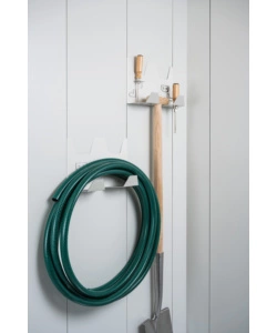 BIOHORT 2 PEZZI GANCI PORTA ATTREZZI PER CASETTA DA GIARDINO NEO, GRIGIO/BIANCO