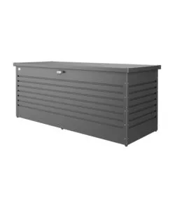 BAULE DA ESTERNO IMPERMEABILE BIOHORT "FREIZEITBOX 200" IN ACCIAIO ZINCATO GRIGIO SCURO METALLIZZATO 1050 LT 201X79X83 CM