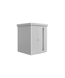 CASETTA DA GIARDINO BIOHORT "NEO 1A" IN ACCIAIO ZINCATO COLORE ARGENTO METALLIZZATO CON PORTA BATTENTE SEMPLICE 180X180X222 CM - COD. 81003